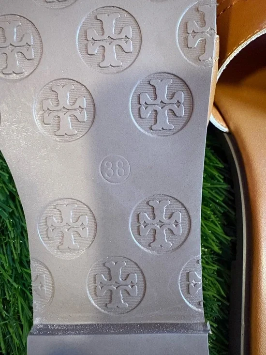Tory Burch Tan Miller Slide Sandals with Gold Logo - Picture 5 of 5